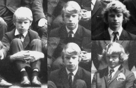 Paul ages 14 to 16, 1970-73, left to right, then down.  What HAIR!